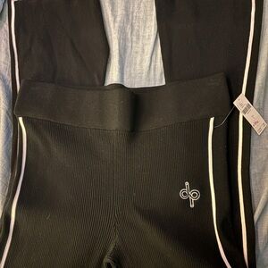 dp Active Black Ribbed High-Waist Leggings with Contrast Piping